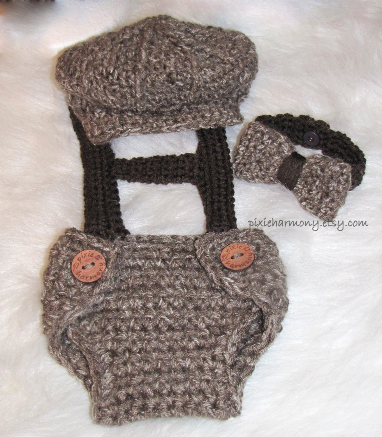 Baby BOY Hat Set 3 Piece Newsboy Hat Bow Tie and Diaper Etsy