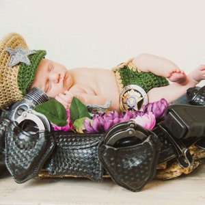 Newborn Photo Prop POLICEMAN or FIREMAN or Sheriff Baby Boy Girl Hat and Cape Or Diaper Cover Doll Clothes Made to Order image 3