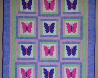 PATTERN - PDF - Butterfly Quilt - Throw quilt- Baby quilt - girl