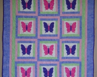 PATTERN - PDF - Butterfly Quilt - Throw quilt- Baby quilt - girl