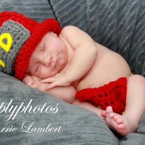 Newborn Photo Prop POLICEMAN or FIREMAN or Sheriff Baby Boy Girl Hat and Cape Or Diaper Cover Doll Clothes Made to Order image 6