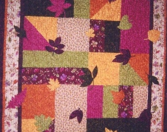 PATTERN PDF - Quilt - Wall Art - Throw - Baby Quilt - Leaves - Autumn