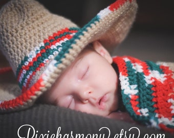 Baby Sombrero and Poncho Photo Prop - Newborn to Toddler - Tan and Multi-color - ANY Colors