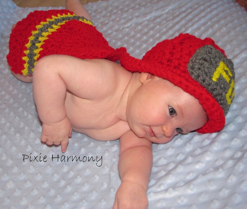 Newborn Photo Prop POLICEMAN or FIREMAN or Sheriff Baby Boy Girl Hat and Cape Or Diaper Cover Doll Clothes Made to Order image 10