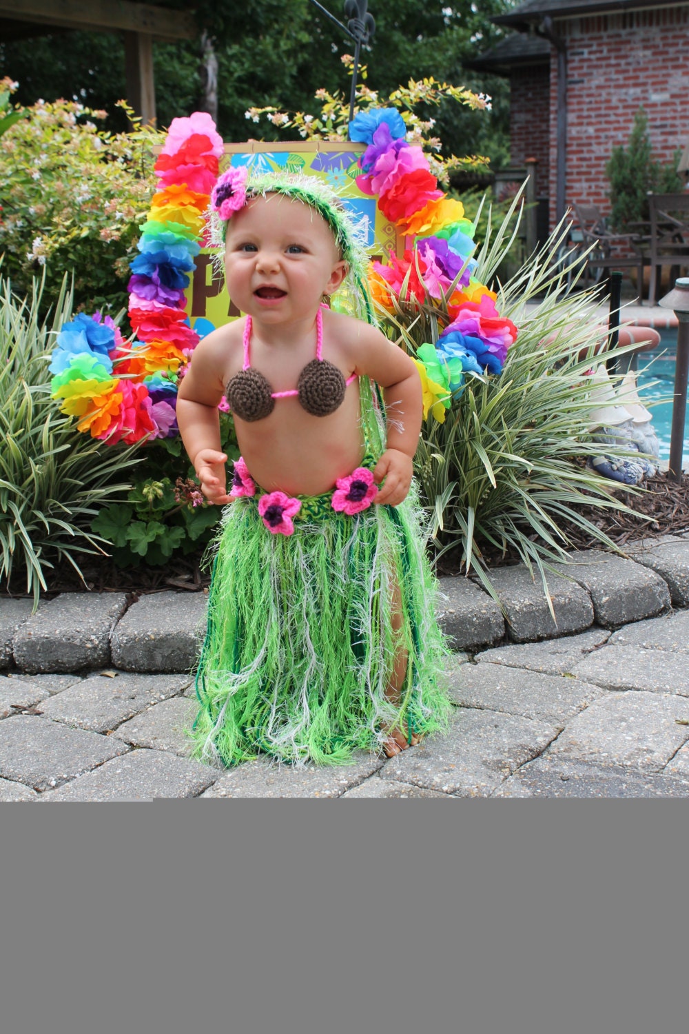 Details about   Hawaii Hula Girl Costume with Raffia Skirt and Coconut Top TODDLER 