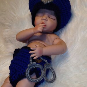 Newborn Photo Prop POLICEMAN or FIREMAN or Sheriff Baby Boy Girl Hat and Cape Or Diaper Cover Doll Clothes Made to Order image 5