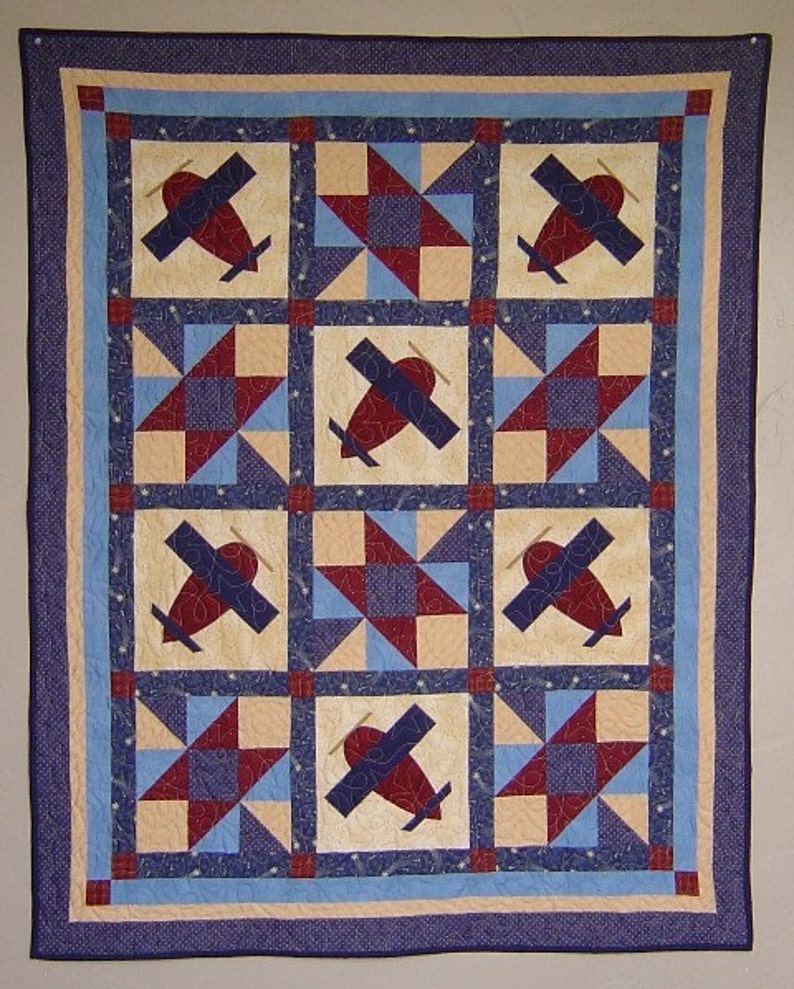 Airplane Baby Quilt PATTERN PDF Boy or Girl throw quilt EASY image 2