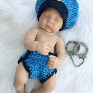 Newborn Photo Prop POLICEMAN or FIREMAN or Sheriff Baby Boy Girl Hat and Cape Or Diaper Cover Doll Clothes Made to Order image 8