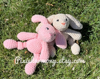 BUNNY Stuffed Toy - RABBIT - READY to Ship - Knotted Plushie - Baby or Childs Toy
