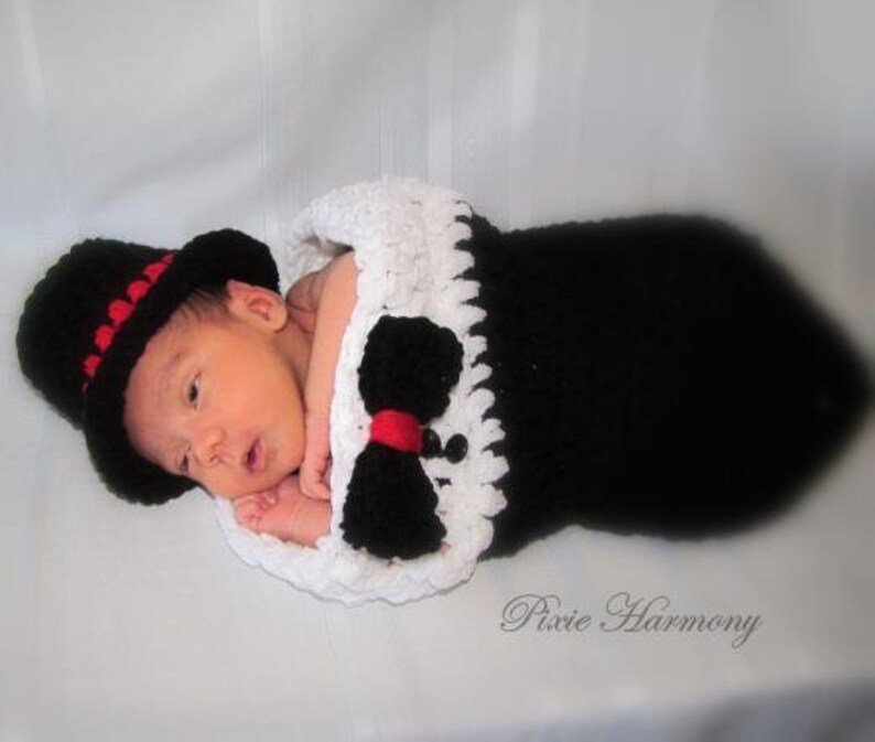 Baby BOY Top Hat and TUXEDO Cocoon Newborn Photo Prop Bow Etsy
