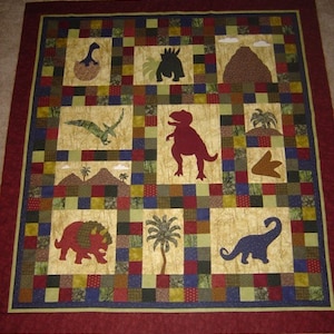 Dinosaur Quilt PATTERN -  Dinosaurs on Chloe Lane - Baby Quilt- Throw Quilt - Wall Art - PDF - Boys - Children