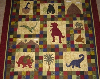 Dinosaur Quilt PATROON - Dinosaurussen op Chloe Lane - Baby Quilt- Throw Quilt - Muurkunst - PDF - Jongens - Kinderen