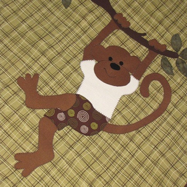 Baby Quilt PATTERN - Boy - Girl -  PDF - Monkeys Are People Too - Quilt -  - Wall Art