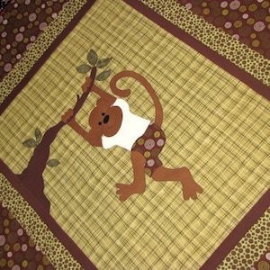 Baby Monkey Quilt PATTERN - Boy - Girl -  PDF - Monkeys Are People Too - Quilt -  - Wall Art