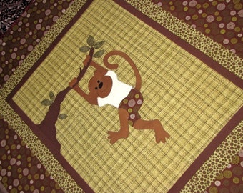 Baby Monkey Quilt PATTERN - Boy - Girl -  PDF - Monkeys Are People Too - Quilt -  - Wall Art
