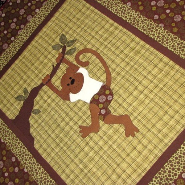 Baby Monkey Quilt PATTERN - Boy - Girl -  PDF - Monkeys Are People Too - Quilt -  - Wall Art