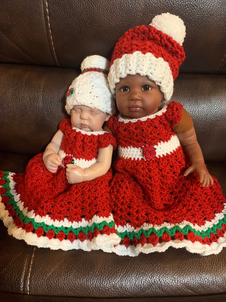 Made to Order Baby Girl Christmas Dress Crochet Dress /& Hat Santa Hat Mrs Santa Baby Photo Prop