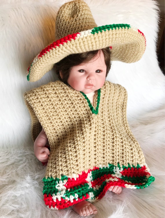 Baby Sombrero and Poncho Photo Prop 
