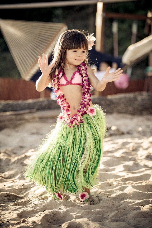 hula skirt and coconut bra
