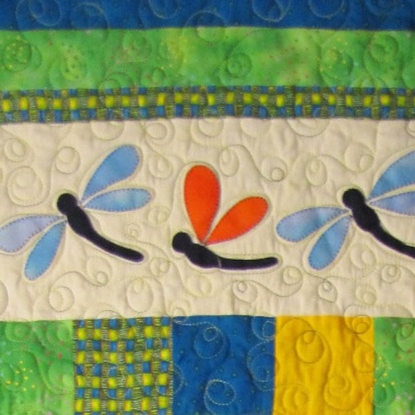 PATTERN - PDF - Baby Quilt - child - throw - quilt - frog - dragonfly - boy - girl