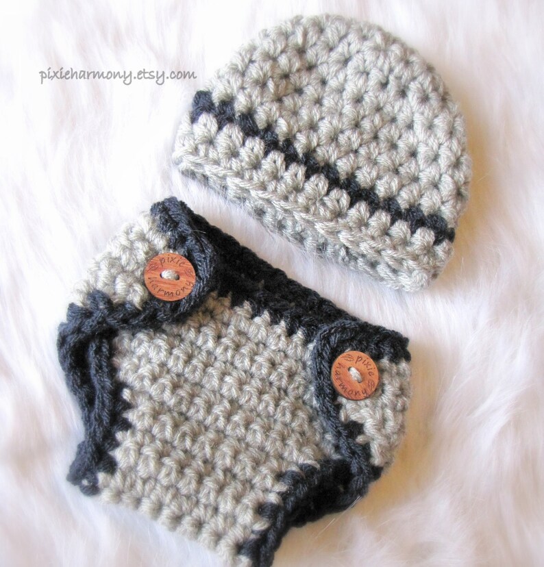 Baby Boy DIAPER Cover Bow Tie and Beanie Gray Blue or ANY Etsy