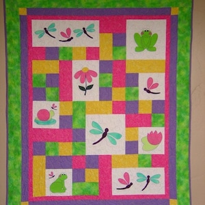 MUSTER - PDF - Baby Quilt - Kind - Quilt - Frosch - Libelle - Junge - Mädchen