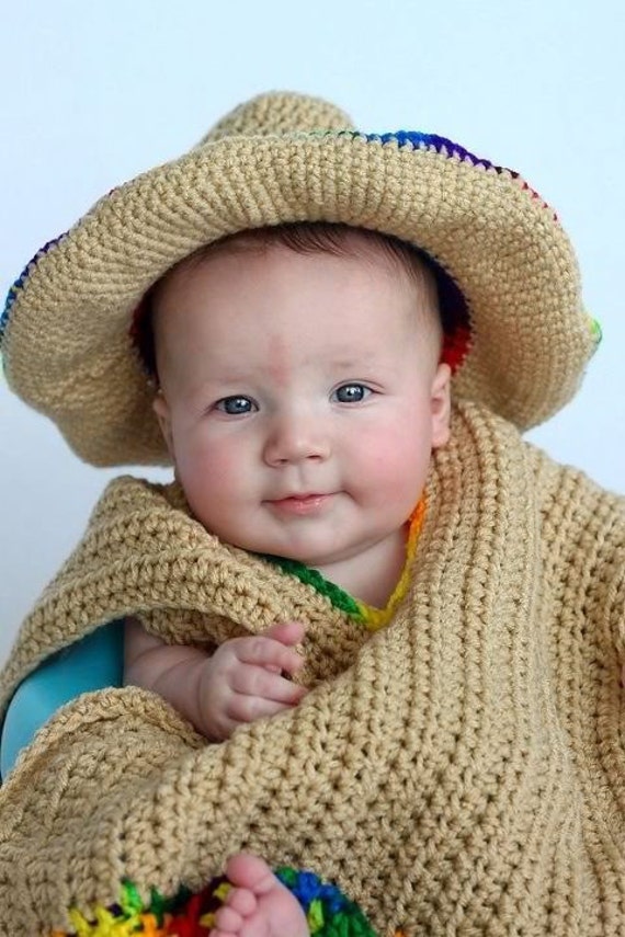 Baby Sombrero and Poncho Photo Prop 