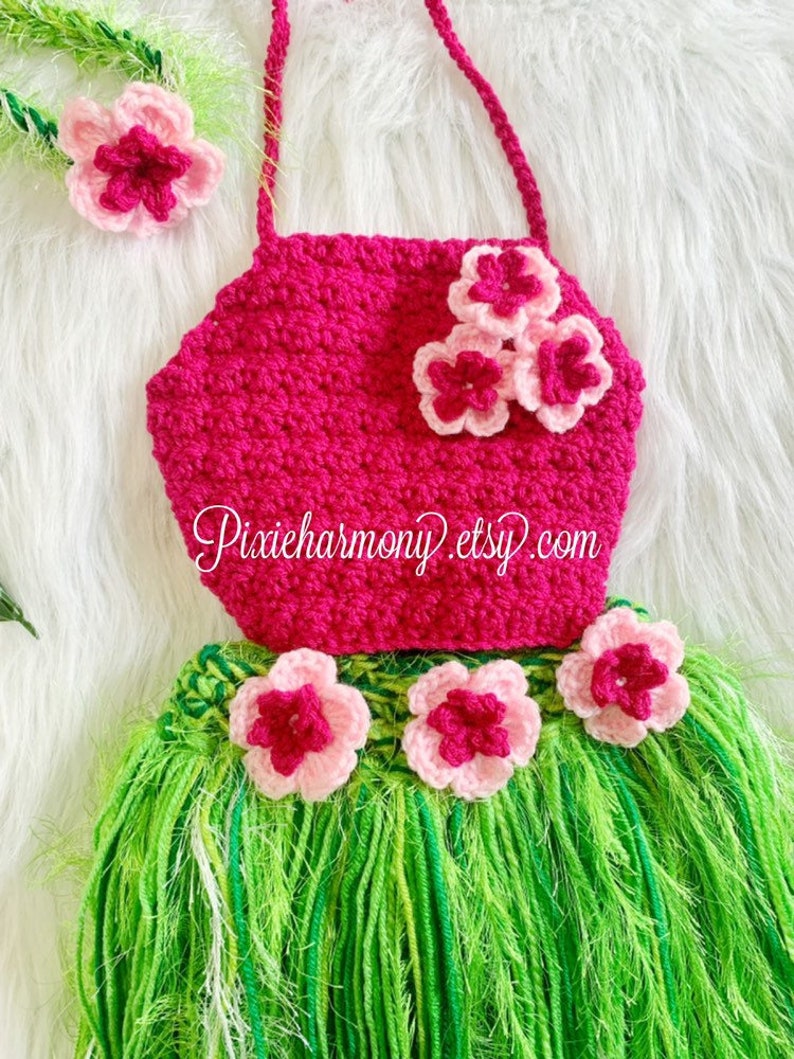 Baby Girl or Toddler Hawaiian HULA with Halter Top Island Photo Prop Grass Skirt Top and Headband Made to Order PLAN Ahead image 2