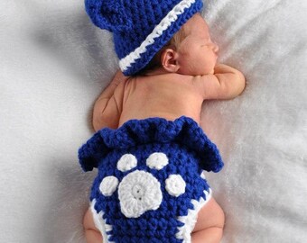 NEWBORN Baby Girl or Boy Wild Cats Cougars Inspired Hat and Diaper Set - Newborn - Paw - MADE to ORDER - Any Colors