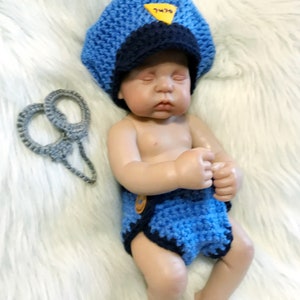 Newborn Photo Prop POLICEMAN or FIREMAN or Sheriff Baby Boy Girl Hat and Cape Or Diaper Cover Doll Clothes Made to Order image 1