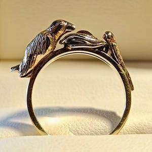 Förlovningsring med rubin: Kråka- och svalbodesign, 14k rosa guld, storlek 12,5