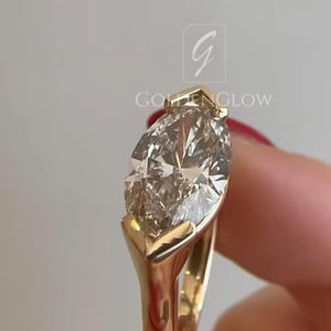 Lab Grown Marquise Cut Diamond Ring, Engagement Ring, Marquise Cut Hidden Halo Ring, Gift For her, Anniversary Gift, Unique Bridal Ring