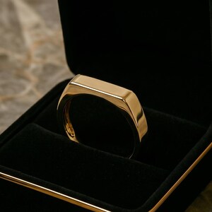 Geometric Flat Bar Ring, Chunky Signet Ring, Rectangular Shape Statement Jewelry