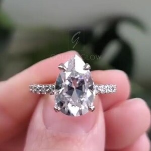 3Ct Lab Grown Pear Cut Diamond Ring, 3Ct Engagement Ring, Pear Cut Ring, Gift For her, Anniversary Gift, Unique Bridal Ring, Pear Ring,
