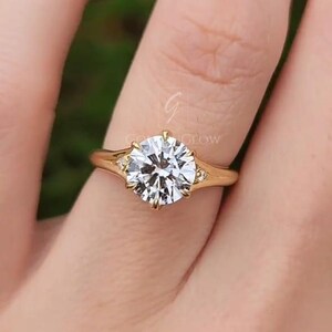 Lab Grown Round Cut Diamond Ring, Engagement Ring, Round Cut Hidden Halo Ring, Gift For her, Anniversary Gift, Unique Bridal Ring Round Ring