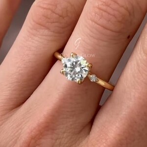 Lab Grown Round Cut Diamond Ring, Engagement Ring, Round Cut Hidden Halo Ring, Gift For her, Anniversary Gift Unique Bridal Ring Round Ring