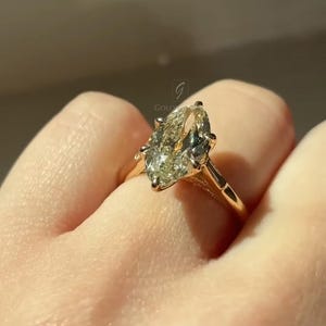 Anillo de compromiso de moissanita de talla marquesa de 2,5 ct, oro o plata