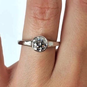Lab Grown Round Cut Diamond Ring, Engagement Ring, Round Cut Hidden Halo Ring, Gift For her, Anniversary Gift Unique Bridal Ring, Round Ring