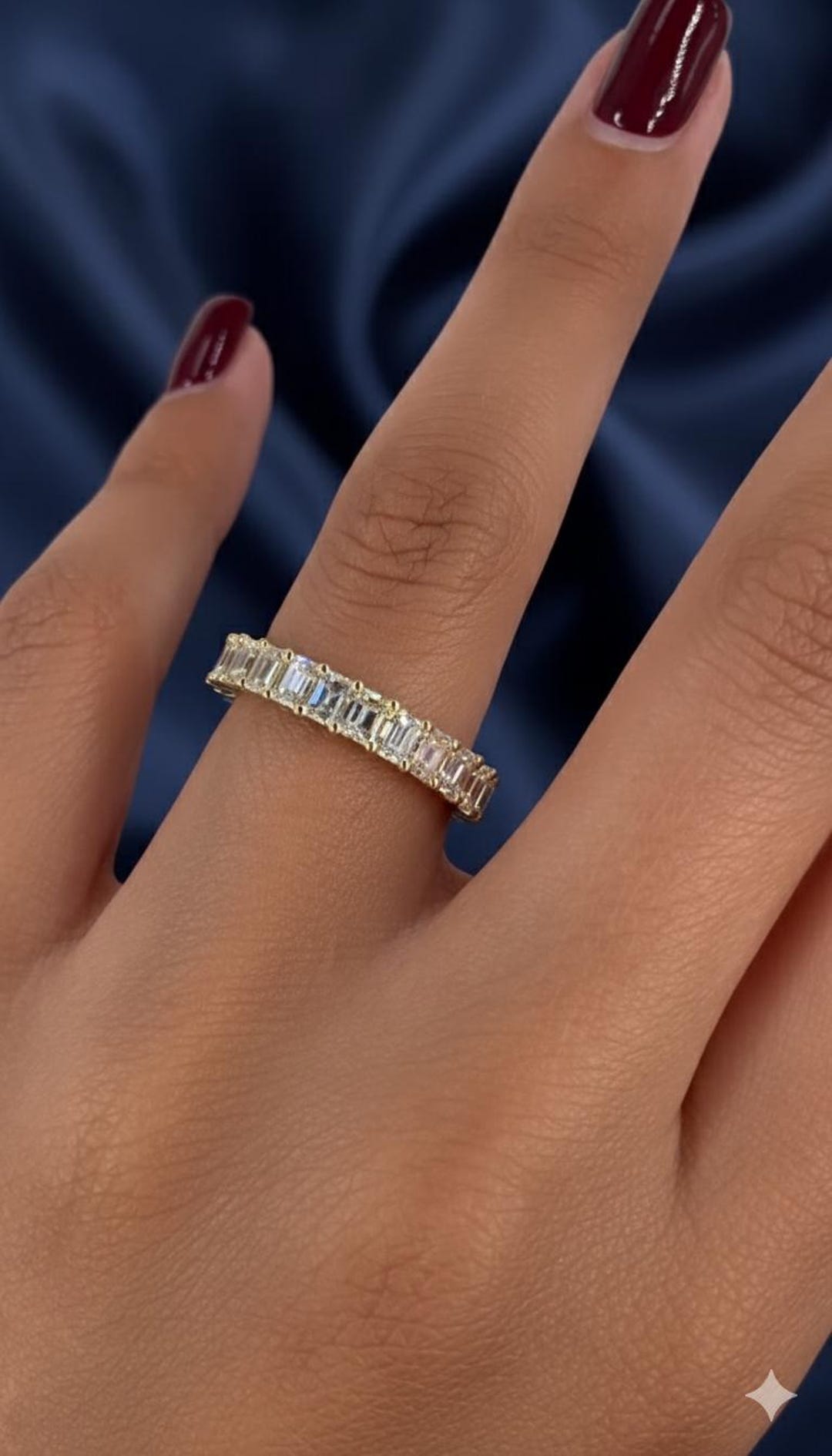 Emerald Cut Lab Grown Diamond Eternity Ring, 14K Gold Wedding Band - Etsy