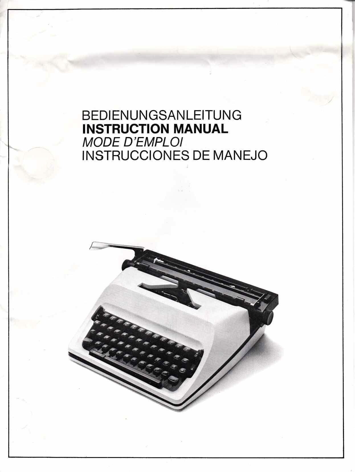 Adler Automatic Typewriter – Multilingual (English, French, German, Spanish) | User Manual | Instruction Manual | User Guide