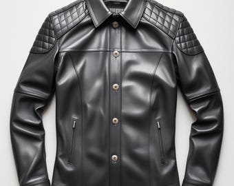 Men's Black Sheep Leather Biker Jacket: Quilted Shoulders, Slim Fit Blazer