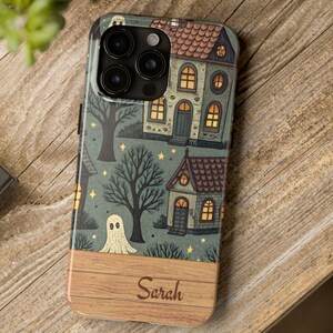 Personalized Halloween Phone Case: Spooky Ghost Haunted House Design