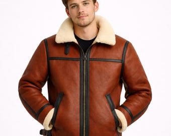 Herren B3 Aviator Shearling Jacke | Schaffell Leder Bomberjacke