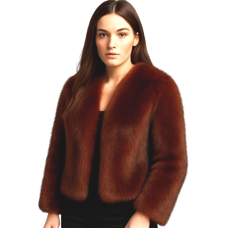 Women Real Mink Fur Coat: Elegant Brown Winter Jacket image 1