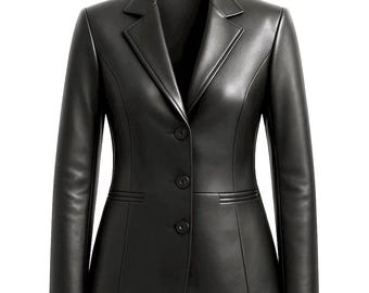 Handmade Lambskin Leather Blazer: Classic Black Women's Jacket