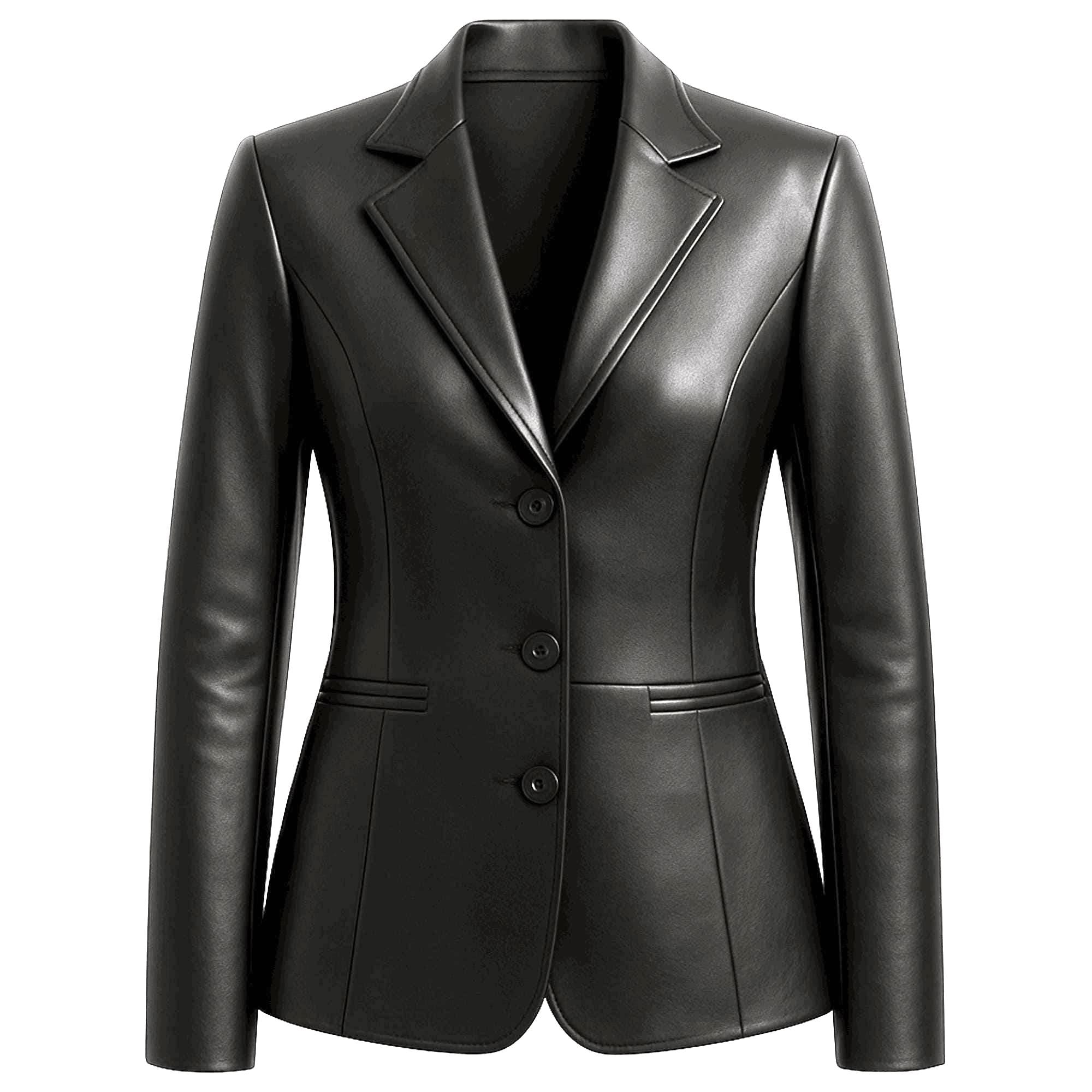 ladies leather dress coats Handmade Lambskin Blazer: Classic Black Women's Jacket story-W browns