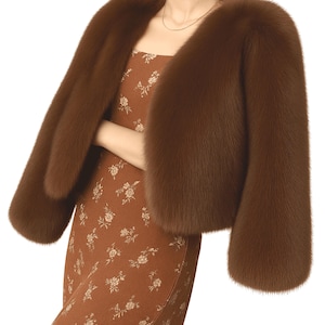 Handgefertigter Nerzpelz-Mantel: Elegante Braune Winterjacke- Echter Nerzpelzmantel für Damen
