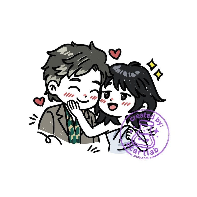 Yumeship Comfort Character Commission | Personalized Anime Couple Art | Doodle Portrait Drawing image 3