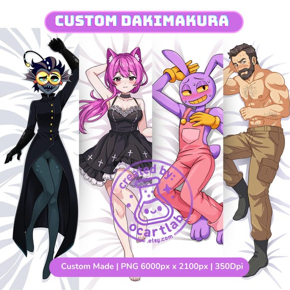 Custom Anime Dakimakura | Body Pillow Illustration | Yumeship Commission | Custom OC Anime or Comfort Character Art