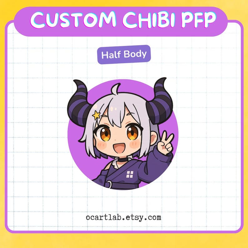 YouTube PFP | Custom Chibi Illustration | Anime Commission | VTuber Character | YCH OC Art Drawing